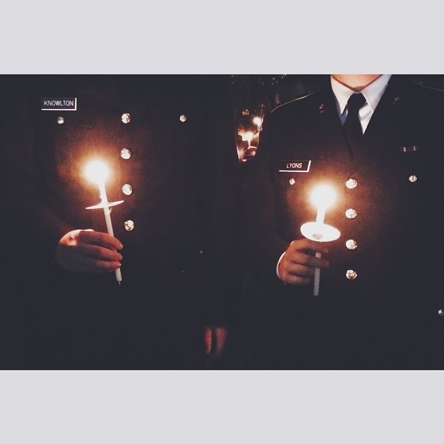 ROTC members at the candlelight vigil honoring the victims of September 11, 2001 #neverforget