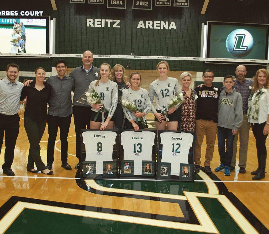Volleyball honors three seniors in last home game of season