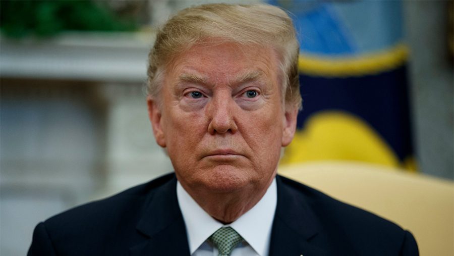 Mandatory Credit: Photo by Evan Vucci/AP/REX/Shutterstock (10155748e)
President Donald Trump listens to a question during a meeting with Irish Prime Minister Leo Varadkar in the Oval Office of the White House, in Washington
Trump, Washington, USA - 14 Mar 2019