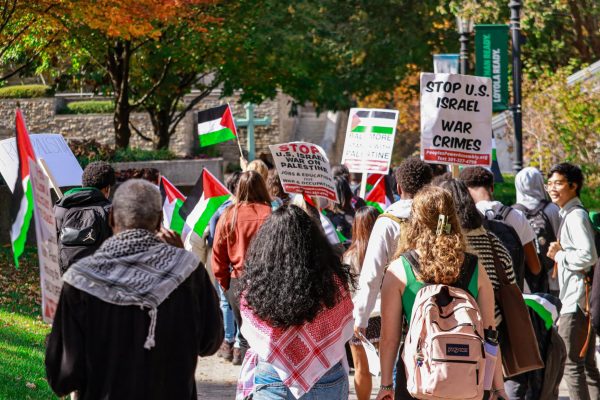 Loyola University Maryland students marching in support of Palestine.