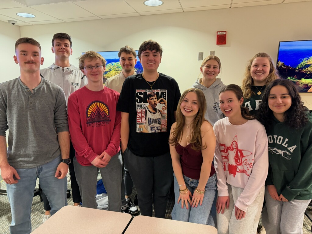 Student contributors to Listen Up Loyola newscast.